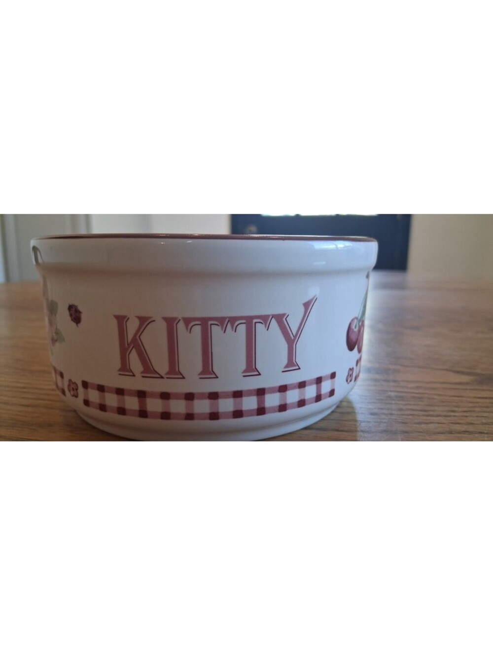 Pfaltzgraff Delicious Ceramic Kitty Bowl with Cherry and Floral Design